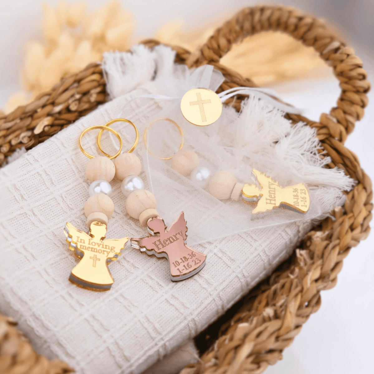 Personalized Angel Memorial Keychain Favors - CRAFT ROSARIES