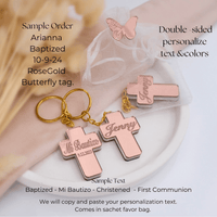 Personalized Baptism Cross Keychain Favors - CRAFT ROSARIES