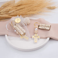 Personalized Baptism Cross Keychain Guest Favors - CRAFT ROSARIES