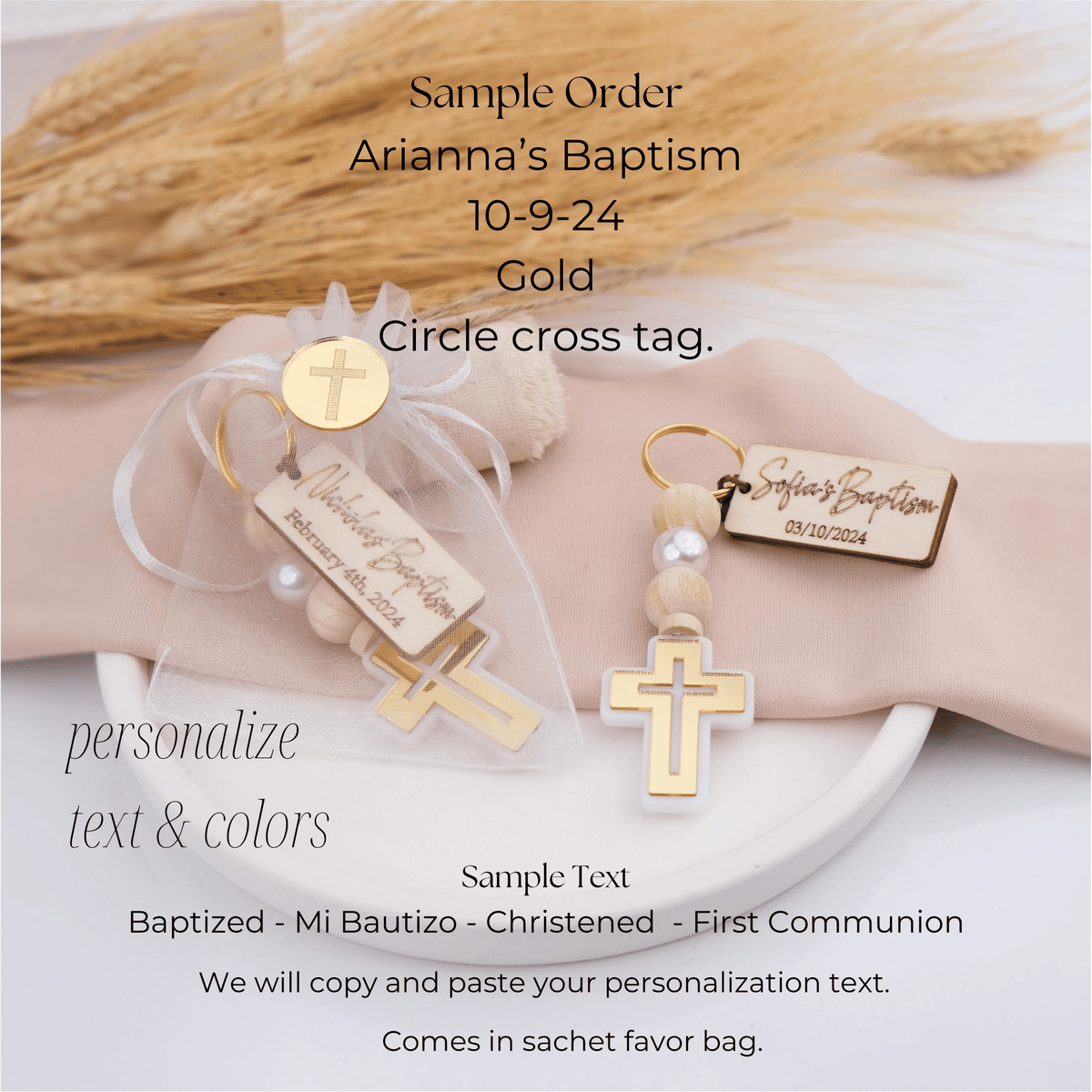 Personalized Baptism Cross Keychain Guest Favors - CRAFT ROSARIES