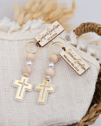 Personalized Baptism Cross Keychain Guest Favors - CRAFT ROSARIES