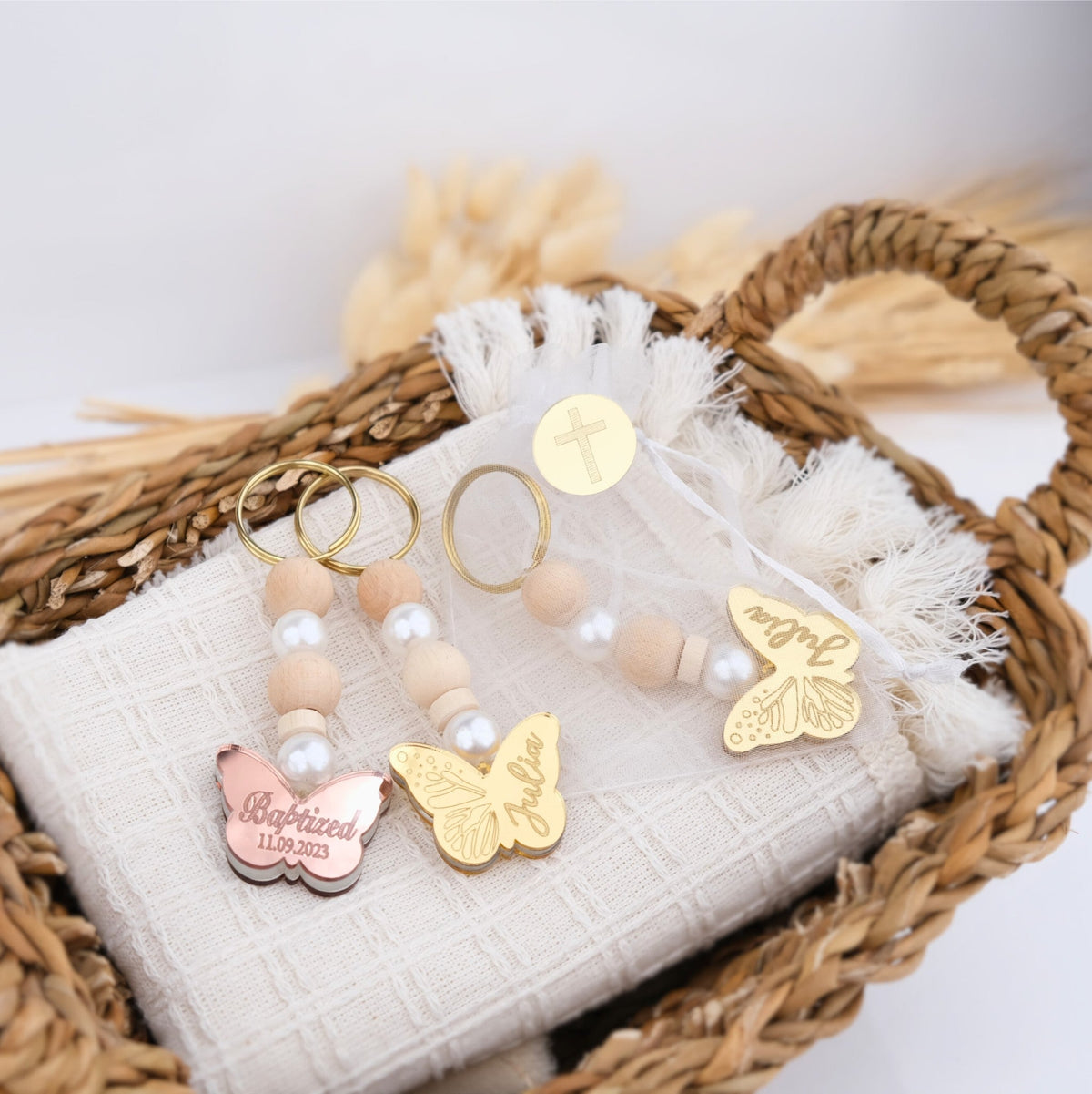 Personalized Baptism Favors Butterfly Keychain – Craft Rosaries