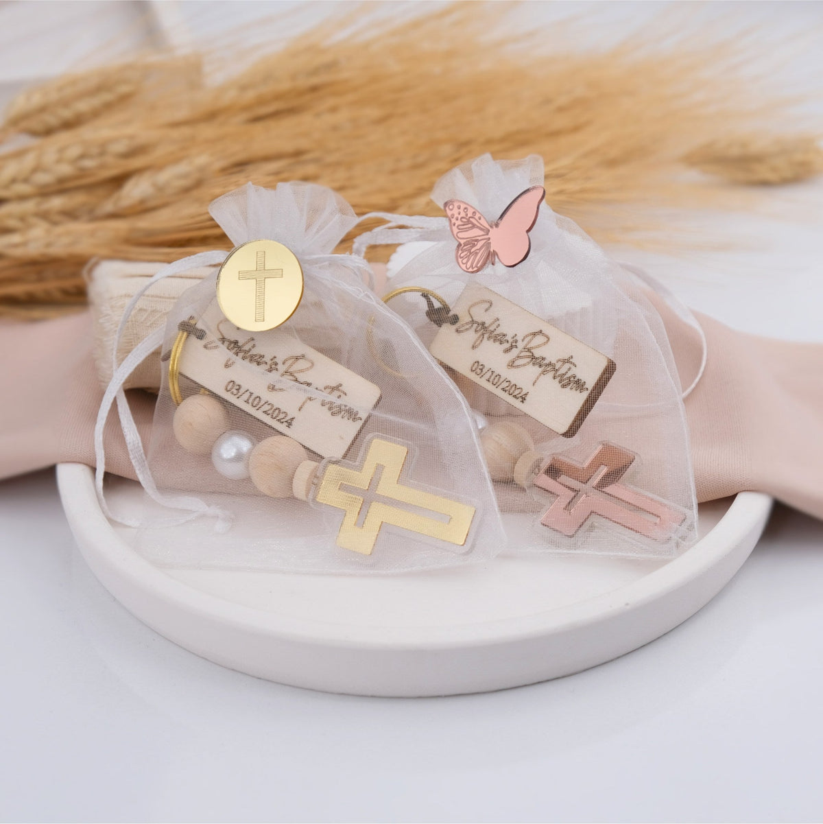 Personalized Baptism Keychains for Guests – Craft Rosaries
