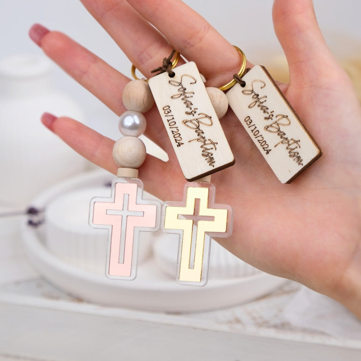 Personalized Baptism Keychains for Guests - CRAFT ROSARIES