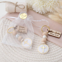 Personalized Cross Keychain Baptism Favors - CRAFT ROSARIES