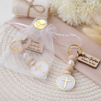 Personalized Cross Keychain Baptism Favors - CRAFT ROSARIES