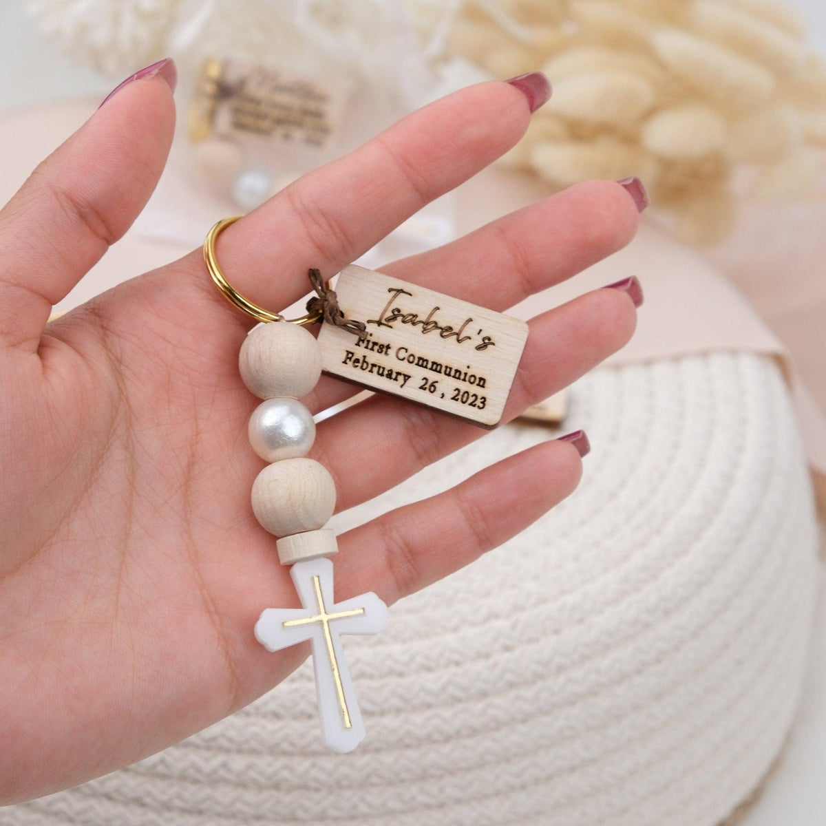 Personalized Cross Keychain Favors for Baptism & Christening - CRAFT ROSARIES