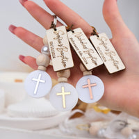 Personalized Cross Keychain Favors for Baptism Events - CRAFT ROSARIES