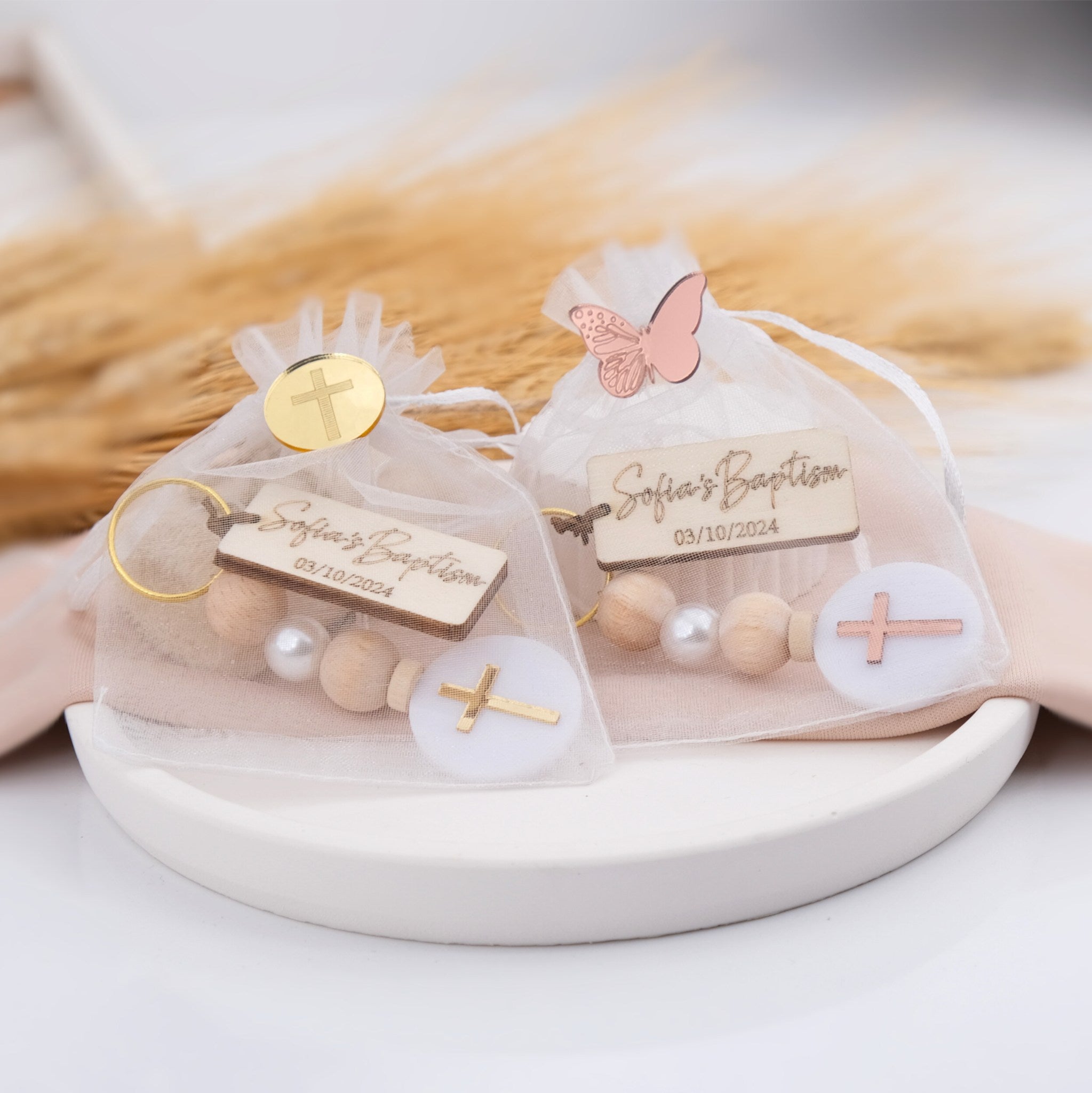 Personalized Cross Keychain Favors for Baptism Events – Craft Rosaries