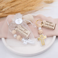 Personalized Memorial Cross Keychains - Elegant Funeral Favors - CRAFT ROSARIES