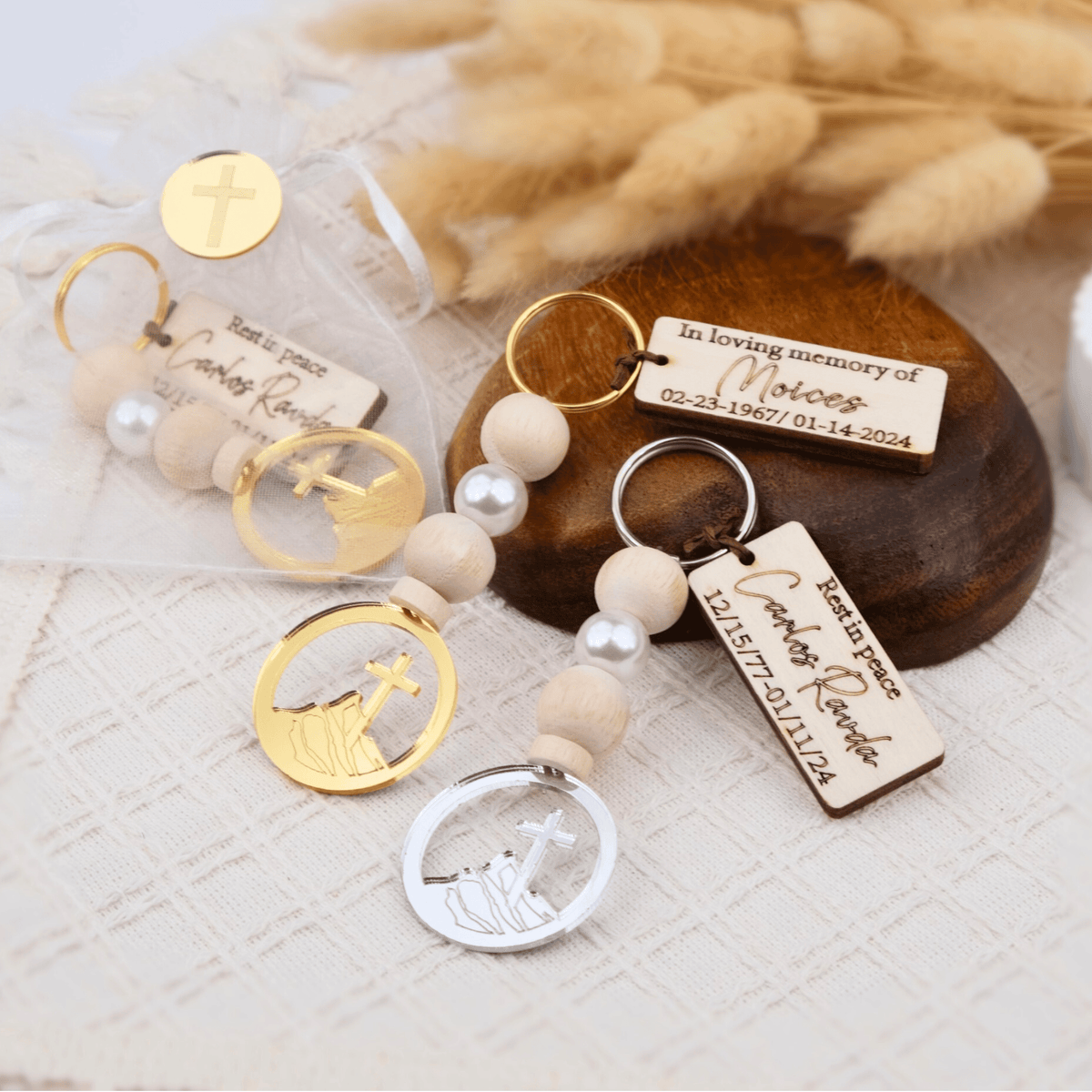 Personalized Memorial Keychains - Funeral Favors - CRAFT ROSARIES