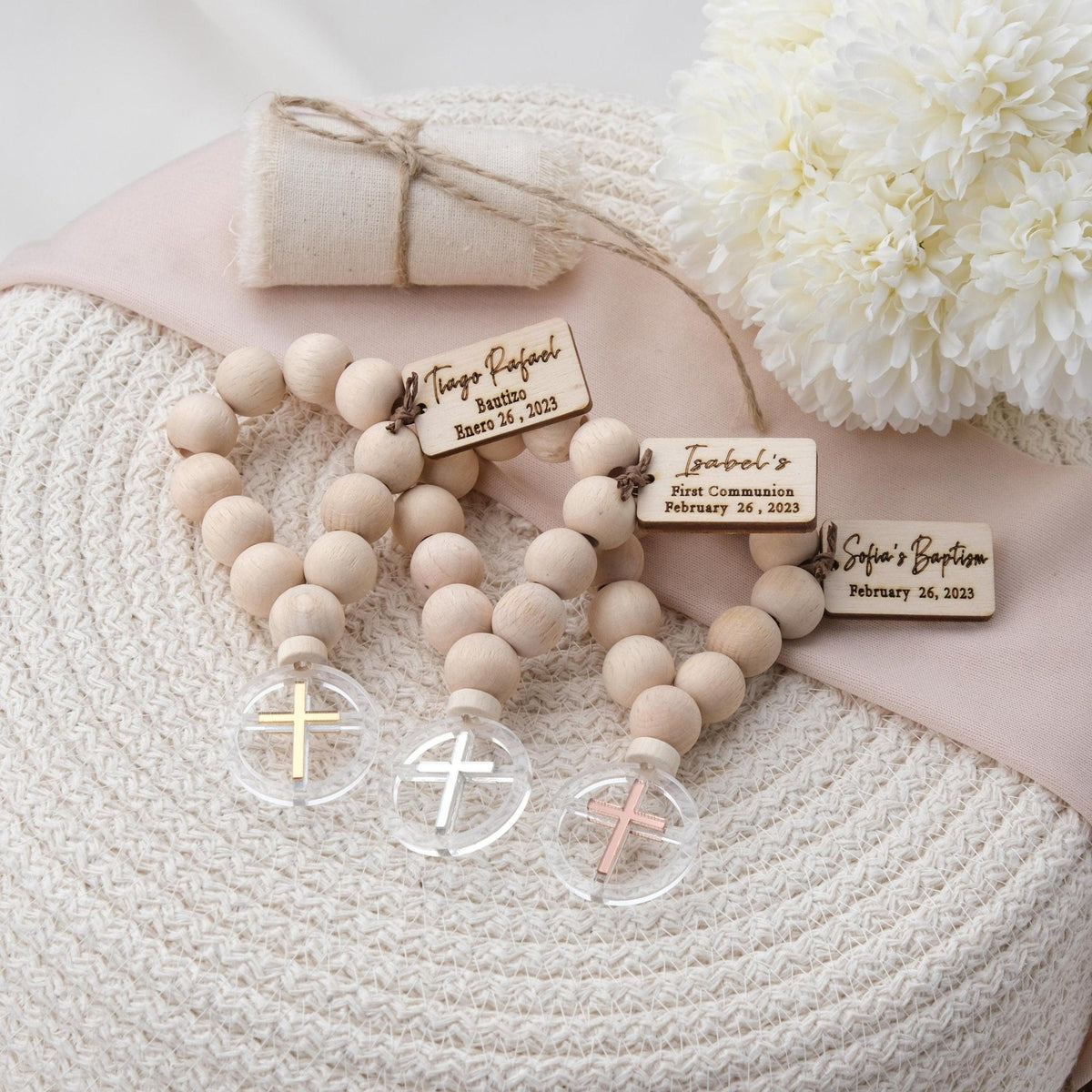 Personalized Mini Wooden Baptism Rosaries - CRAFT ROSARIES