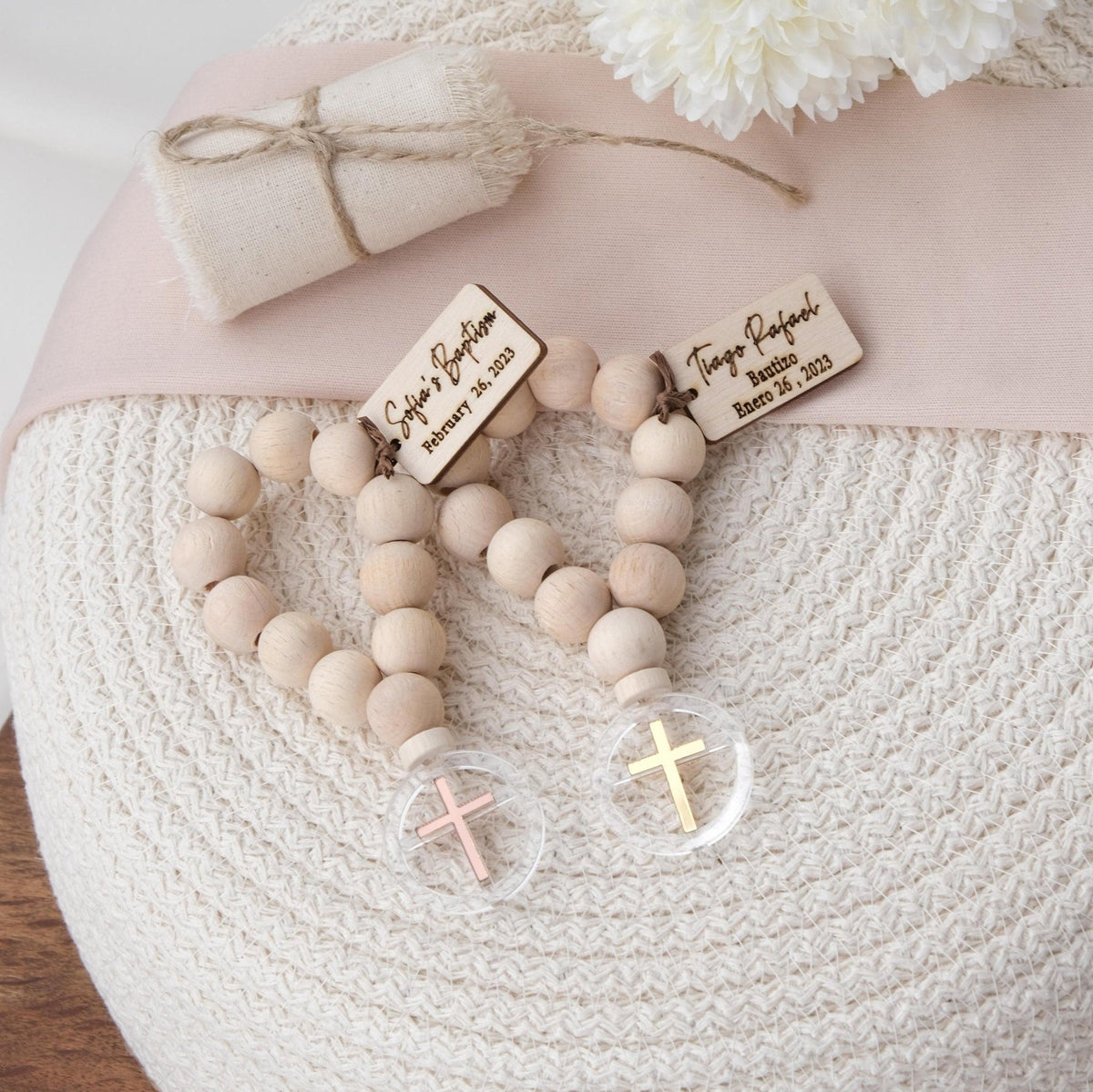 Personalized Mini Wooden Baptism Rosaries - CRAFT ROSARIES