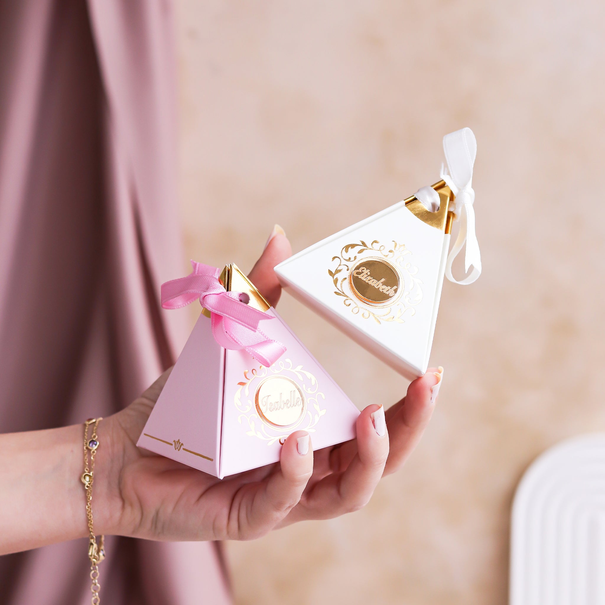 Personalized Pyramid Favor Boxes Baptism - Set of 12 – Craft Rosaries