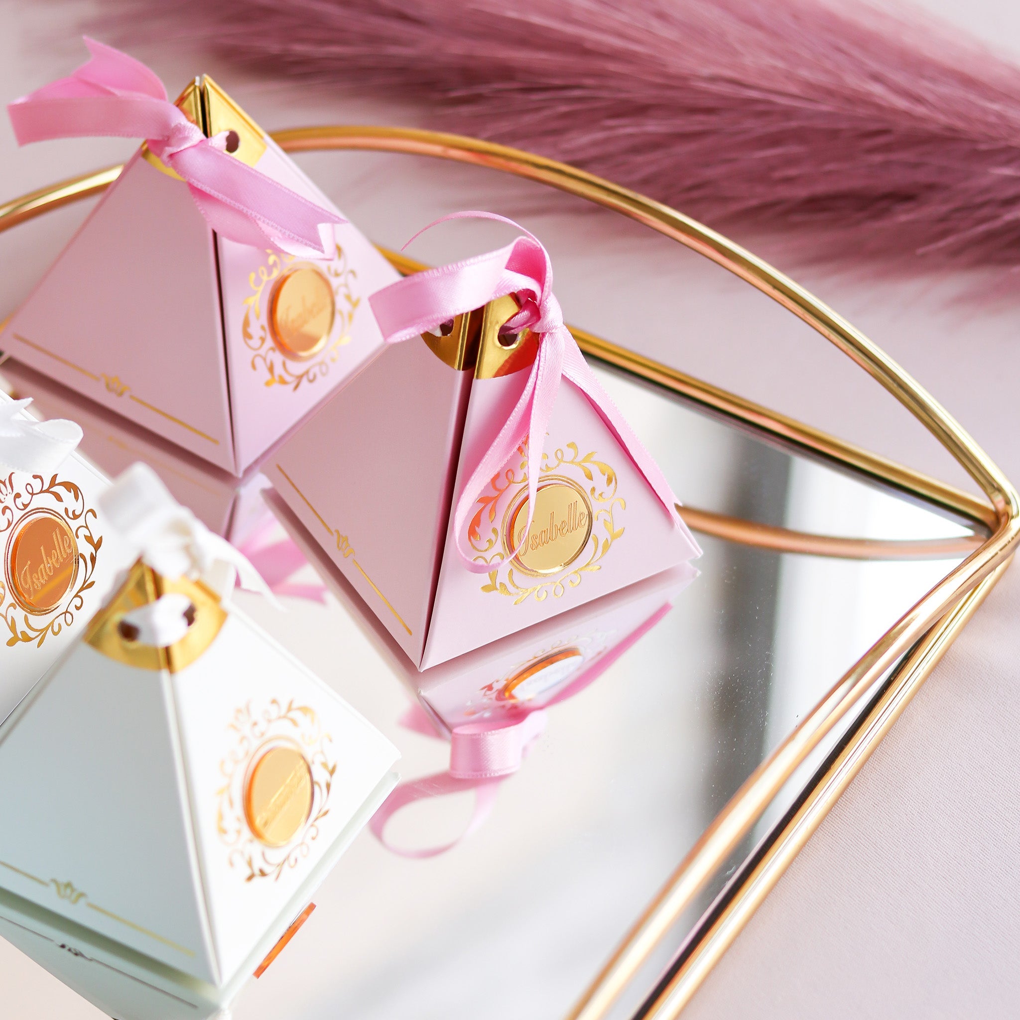 Personalized Pyramid Favor Boxes Baptism - Set of 12 – Craft Rosaries