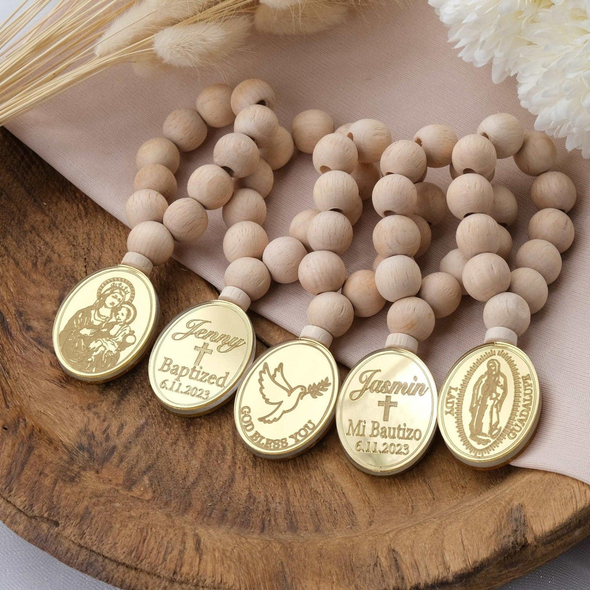 Personalized Wooden Rosaries for Baptism Guests - CRAFT ROSARIES