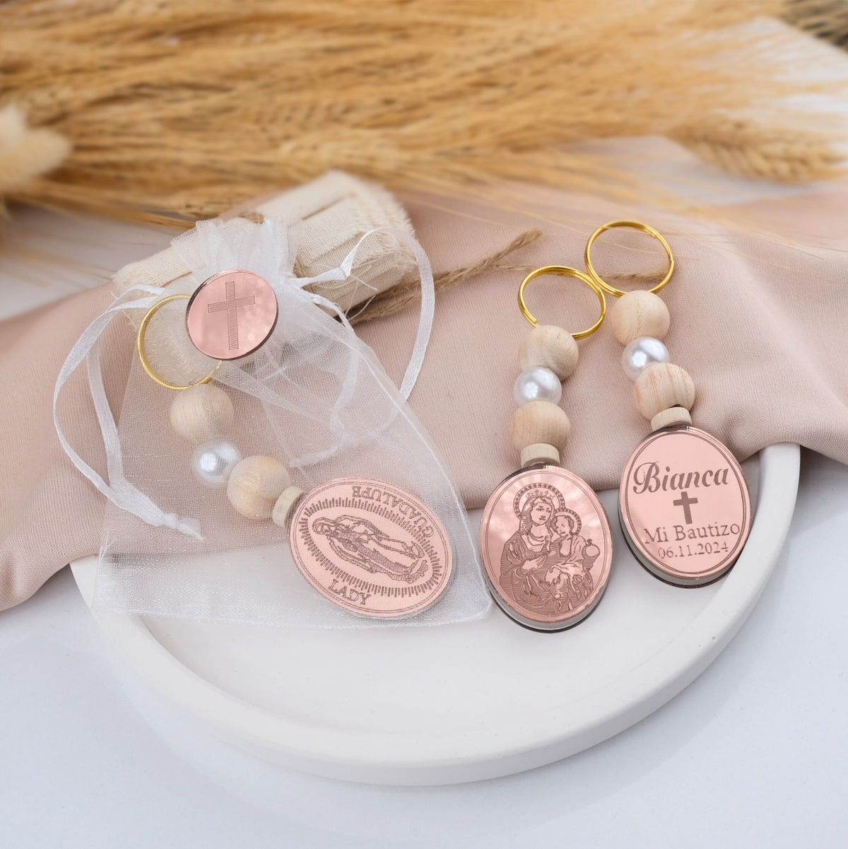 Elegant Custom Keychains for Christening Guests