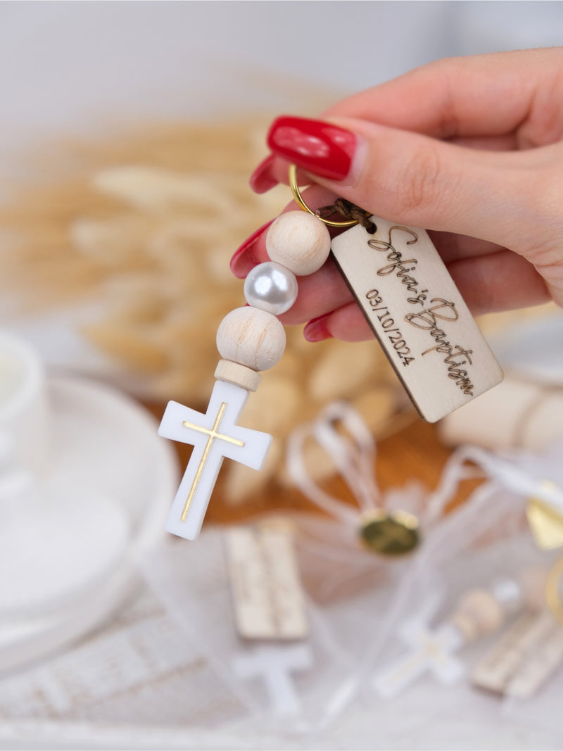 baptism cross keychain favors for guest