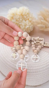 Christening Favors Rosary, Personalized Mini Wooden Rosary Gift for Baptism Guest, First Communion Gifts Boy & Girl, Catholic Baptism Favors