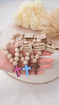 Christening & Baptism Favors for Guests  Personalized Mini Wooden Rosary Favors, Communion Favors, Baptism Gift Girl and Boy, Mi Bautizo