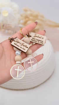 Personalized  Baptism Cross Favors for Guests, Mini Keychain Favor Christening Favors, Custom First Communion Favors, Bautizo Favors Bulk