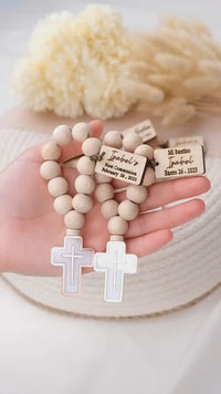 Christening Favors Cross Rosary, Personalized Mini Wooden Rosary Baptism Guest Gift, Communion Favors, Baptism Gift Girl & Boy, Mi Bautizo