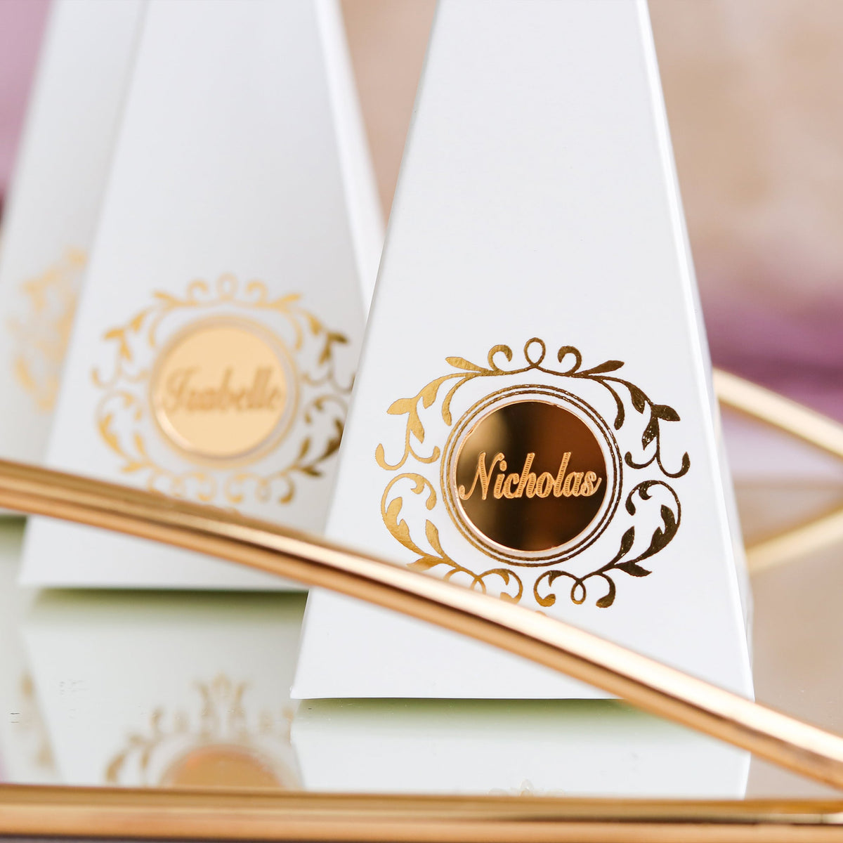 Set of 12 Cone Gift Boxes with Name Tags Baptism - Craft Rosaries