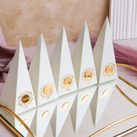 Set of 12 Cone Gift Boxes with Name Tags Baptism - Craft Rosaries
