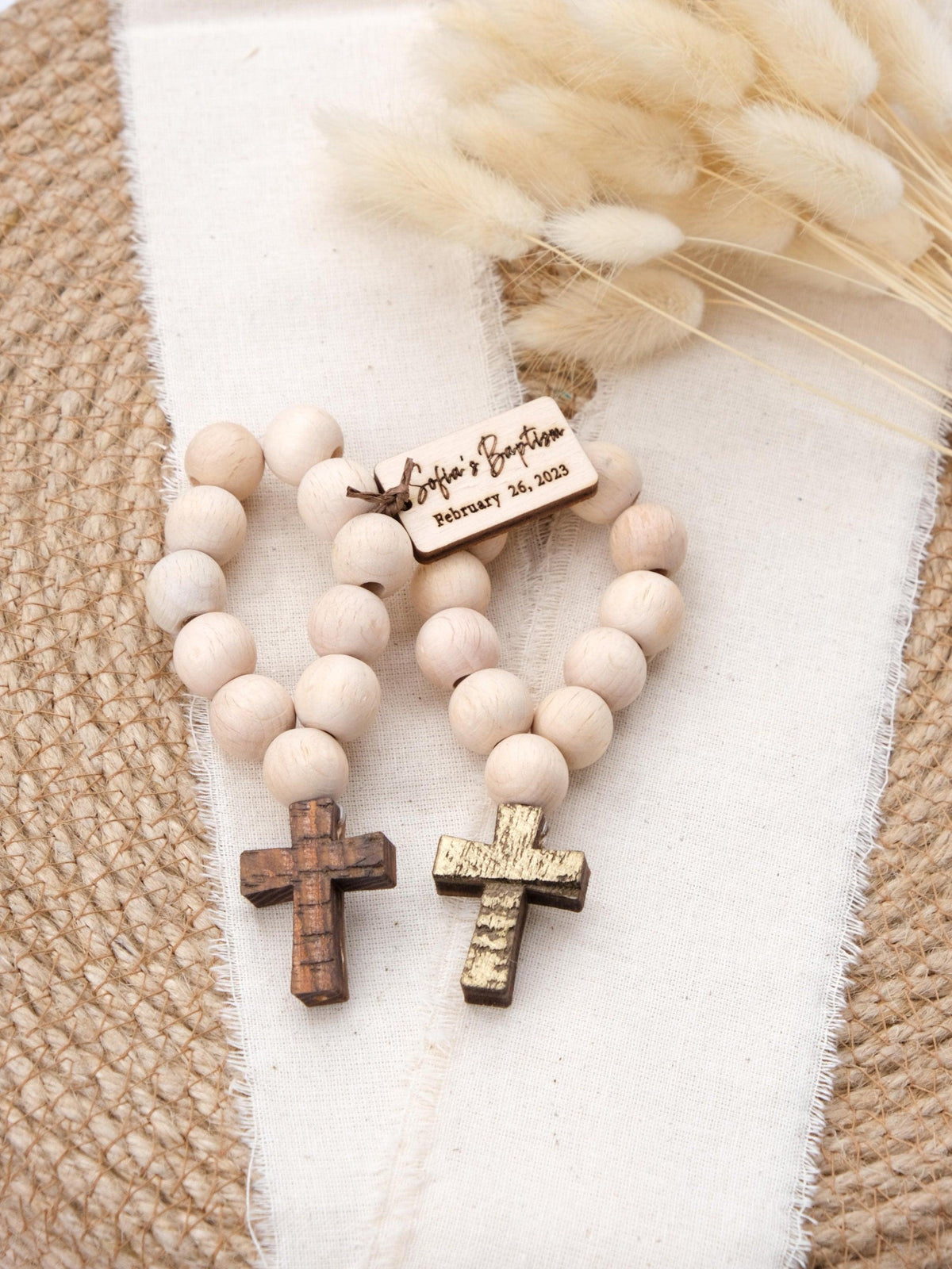 Christening & Baptism Favors for Guests Personalized Mini Wooden Rosary Favors, Communion Favors, Baptism Gift Girl and Boy, Mi Bautizo