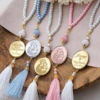 personalized rosaries are the perfect choice for baptism favors for guests. These rosaries are with box options and comes in different selected colors. You can also add a personalized tag with the name and date of the baptism for a special touch.